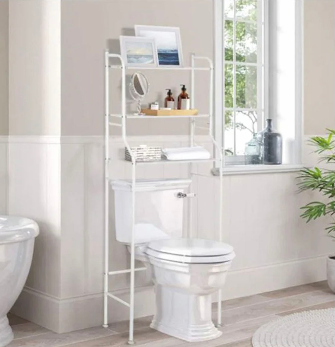 Metal Toilet Cabinet Shelf Organizer Holder White 166x25x68cm