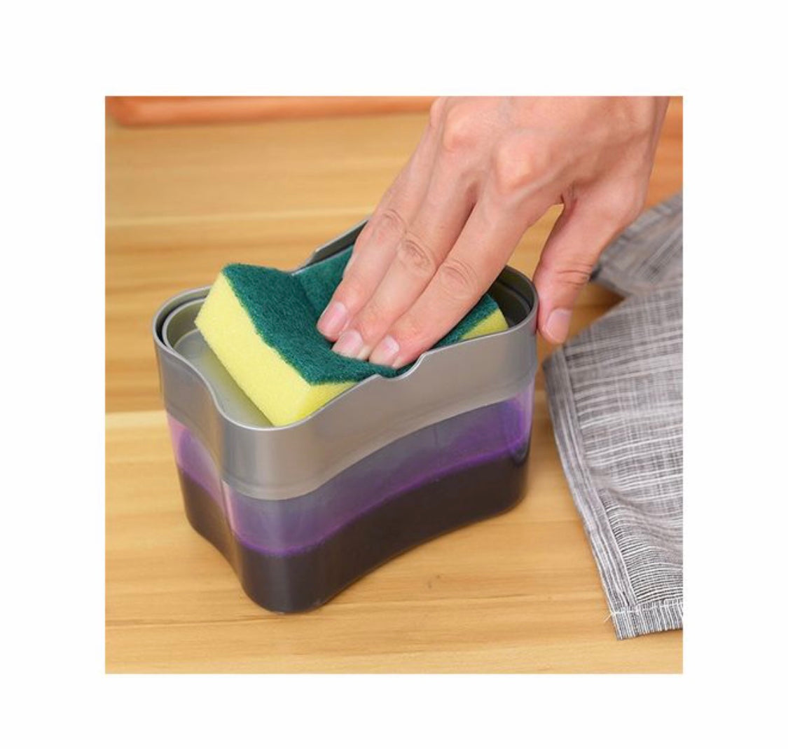Dishwashing Sponge Soap Dispenser Grey 9.1x10.2x14cm