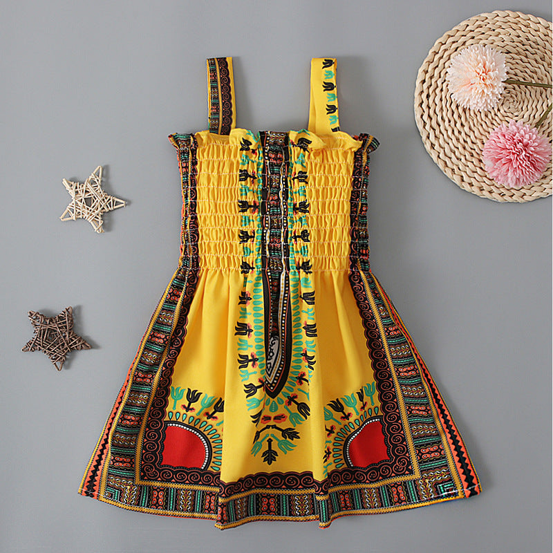 Girls' Bohemian Suspender Dress Children's Clothing