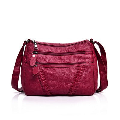 Large capacity shoulder messenger bag ladies backpack middle-aged soft leather mother bag