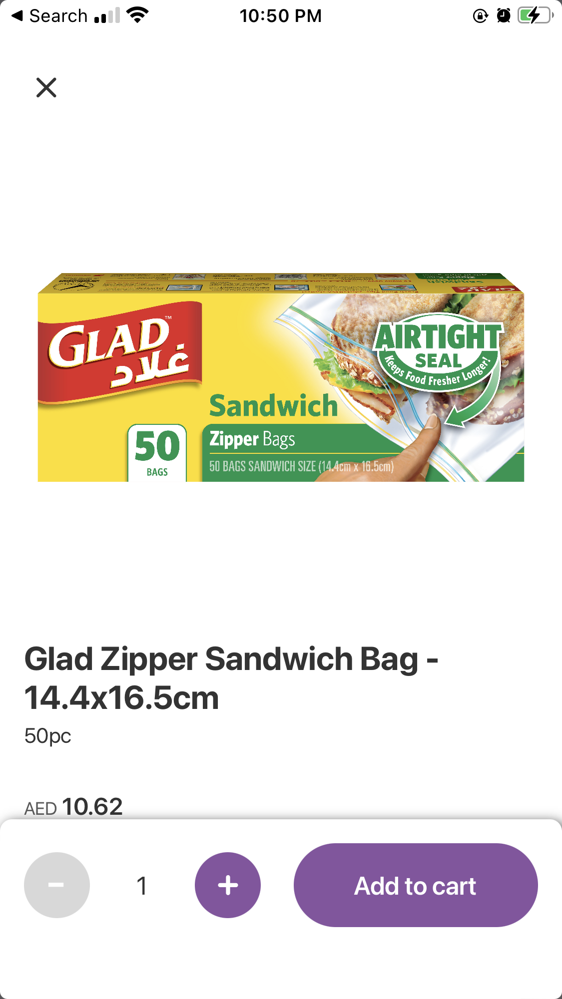 Glad Zipper Sandwich Bag