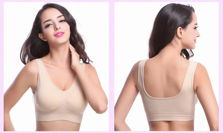 Women's Traceless Sports Bra, Girl's Steel Ring Free Gathering Adjustment Tank Top, Shockproof, Large Size, Fat mm, Summer Thin Style