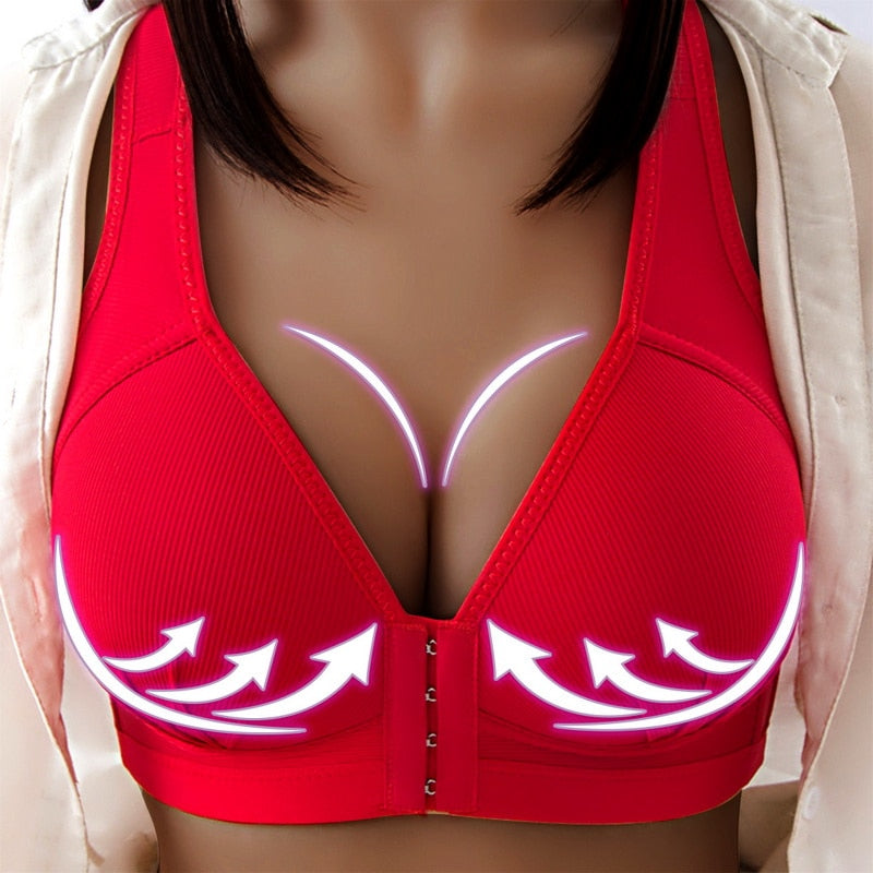 Sexy Push Up Bra Front Closure Solid Color Brassiere Wireless Bralette Breast Seamless Bras For Women Underwear Plus Size