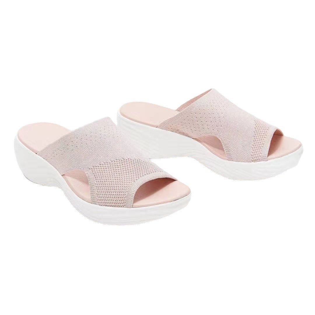 Summer new oversized slippers for women, fish mouth mesh breathable women's external wear slippers