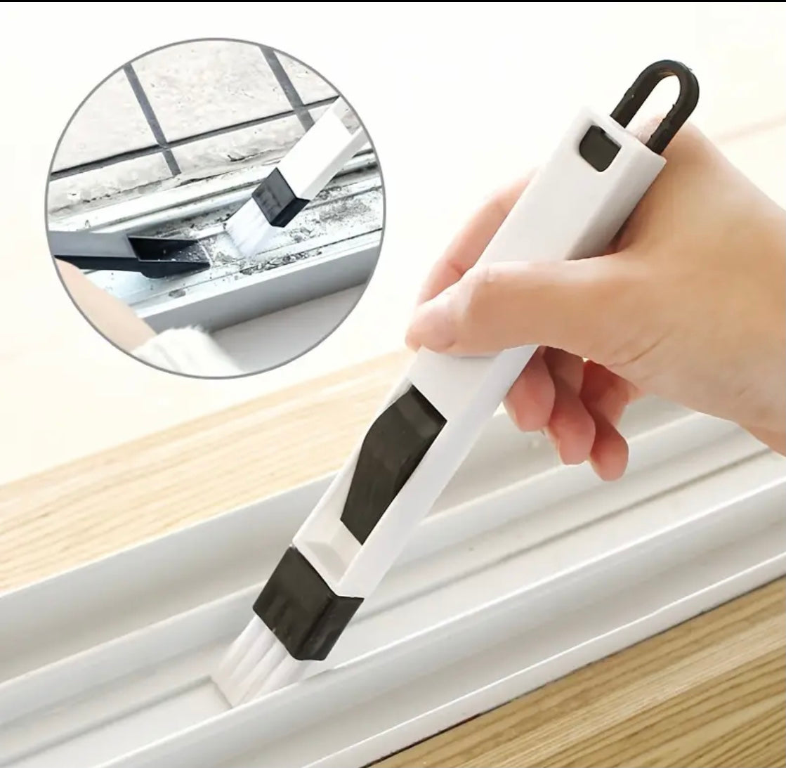 1pc Multi-purpose Door Window Groove Cleaning Brush With Dustpan.
