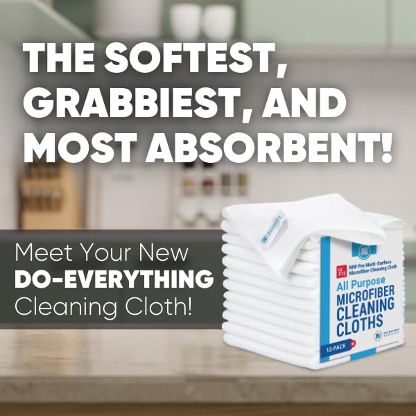 Microfiber Wholesale 12" x 12" MW Pro Multi-Surface Cleaning Cloths | Gray - 12 Pack | Premium Towels for Cleaning Glass, Kitchens, Bathrooms, Automotive, Supplies & Products