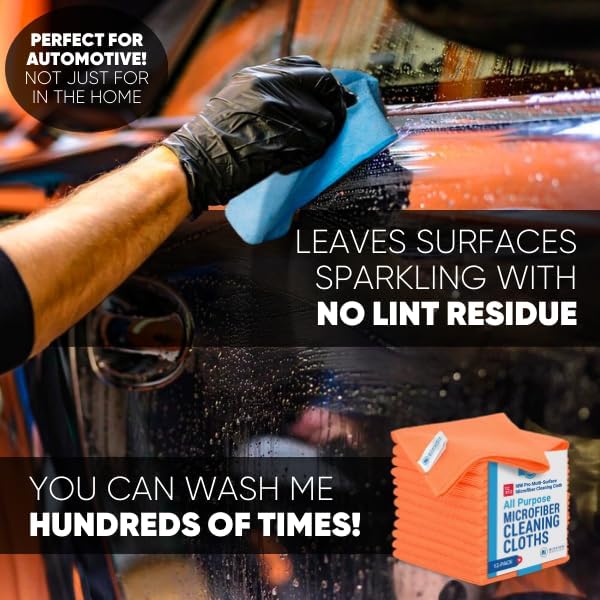 Microfiber Wholesale 12" x 12" MW Pro Multi-Surface Cleaning Cloths | Gray - 12 Pack | Premium Towels for Cleaning Glass, Kitchens, Bathrooms, Automotive, Supplies & Products