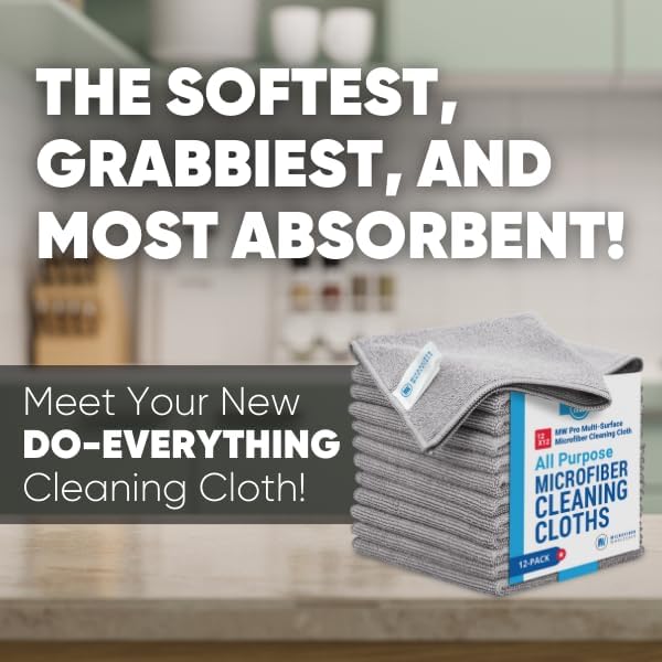 Microfiber Wholesale 12" x 12" MW Pro Multi-Surface Cleaning Cloths | Gray - 12 Pack | Premium Towels for Cleaning Glass, Kitchens, Bathrooms, Automotive, Supplies & Products