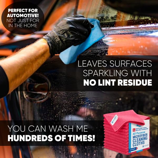 Microfiber Wholesale 12" x 12" MW Pro Multi-Surface Cleaning Cloths | Gray - 12 Pack | Premium Towels for Cleaning Glass, Kitchens, Bathrooms, Automotive, Supplies & Products