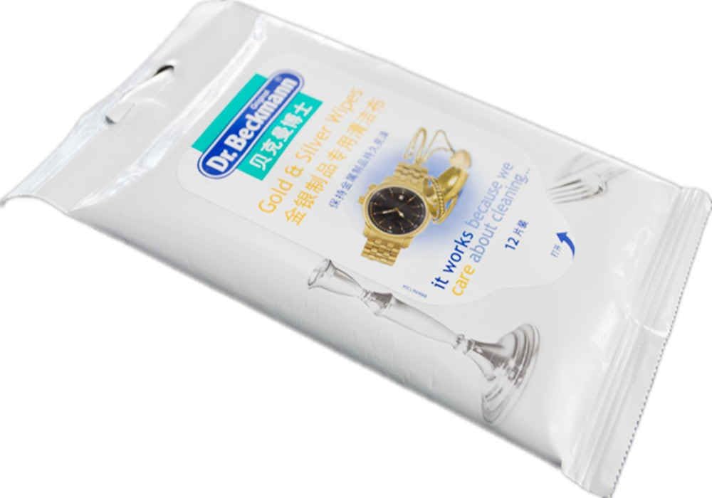Dr. Beckmann Disposable Gold & Silver Multipurpose Cleaning Wipes |Suitable for Metals, Brass, Aluminum, Copper|Easy to use|DIY|Home Essentials|Jewellery Cleaner|Long lasting Shine- 12 pcs