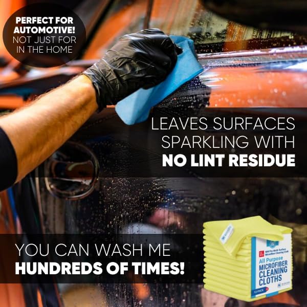 Microfiber Wholesale 12" x 12" MW Pro Multi-Surface Cleaning Cloths | Gray - 12 Pack | Premium Towels for Cleaning Glass, Kitchens, Bathrooms, Automotive, Supplies & Products