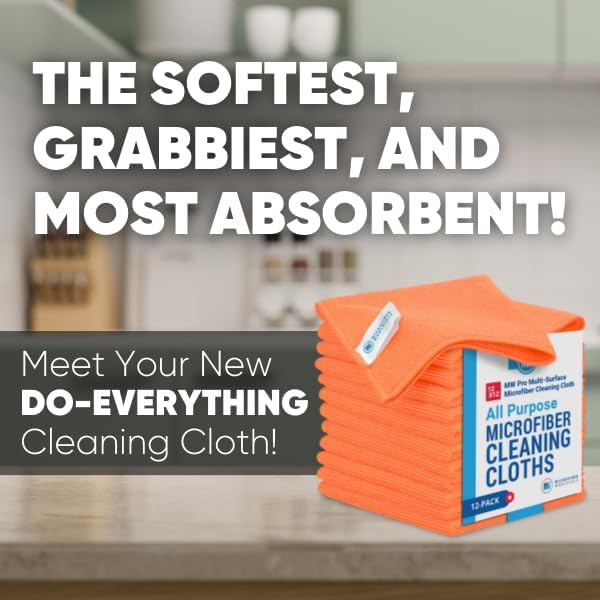 Microfiber Wholesale 12" x 12" MW Pro Multi-Surface Cleaning Cloths | Gray - 12 Pack | Premium Towels for Cleaning Glass, Kitchens, Bathrooms, Automotive, Supplies & Products