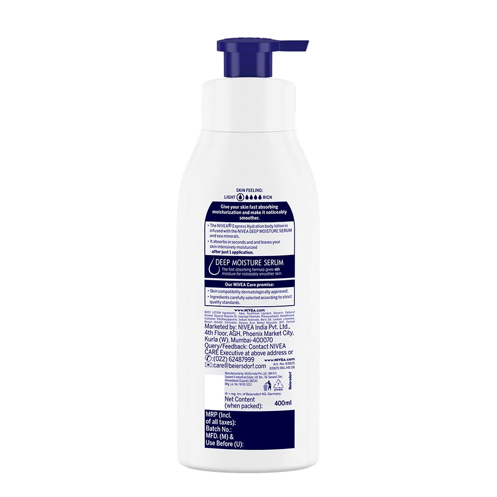 NIVEA Body Lotion, Express Hydration With Sea Minerals, 400ml