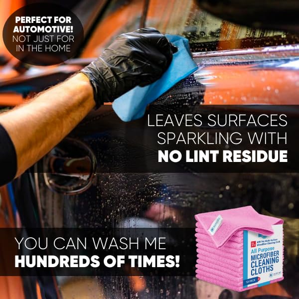 Microfiber Wholesale 12" x 12" MW Pro Multi-Surface Cleaning Cloths | Gray - 12 Pack | Premium Towels for Cleaning Glass, Kitchens, Bathrooms, Automotive, Supplies & Products