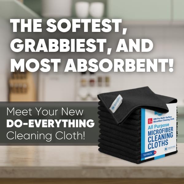 Microfiber Wholesale 12" x 12" MW Pro Multi-Surface Cleaning Cloths | Gray - 12 Pack | Premium Towels for Cleaning Glass, Kitchens, Bathrooms, Automotive, Supplies & Products
