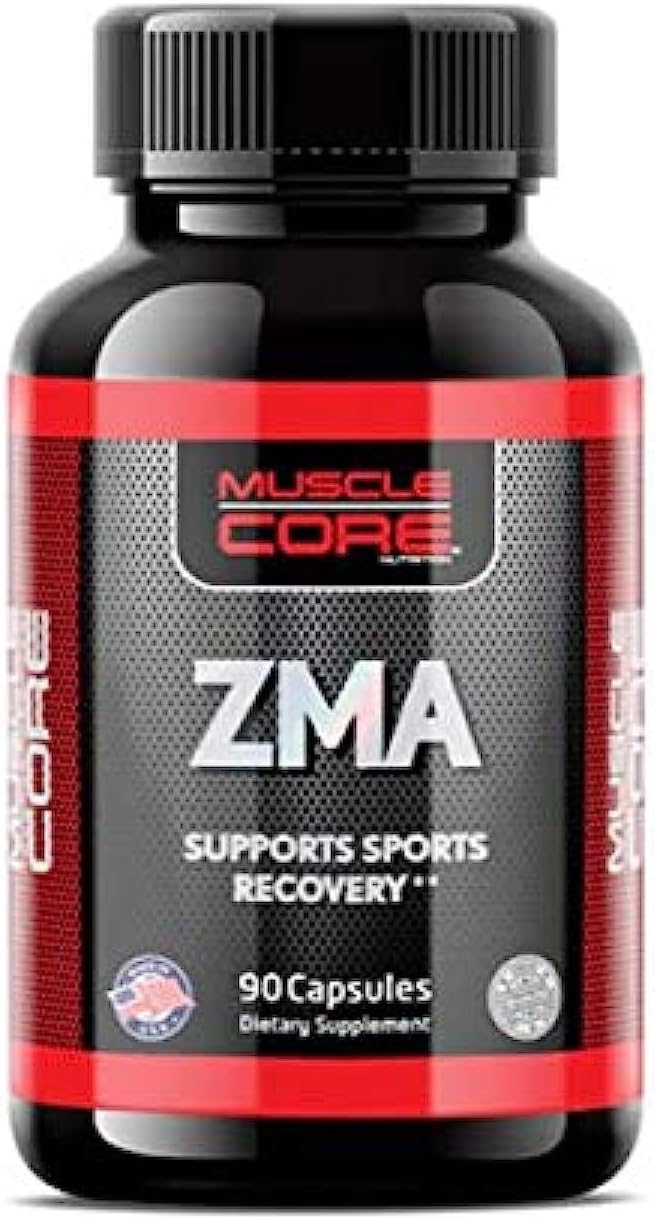 Muscle Core ZMA (Zinc, Magnesium and Vitamin B-6) For Immune Support, Muscle Recovery and Endurance Supplement for Men and Women 90 Capsules