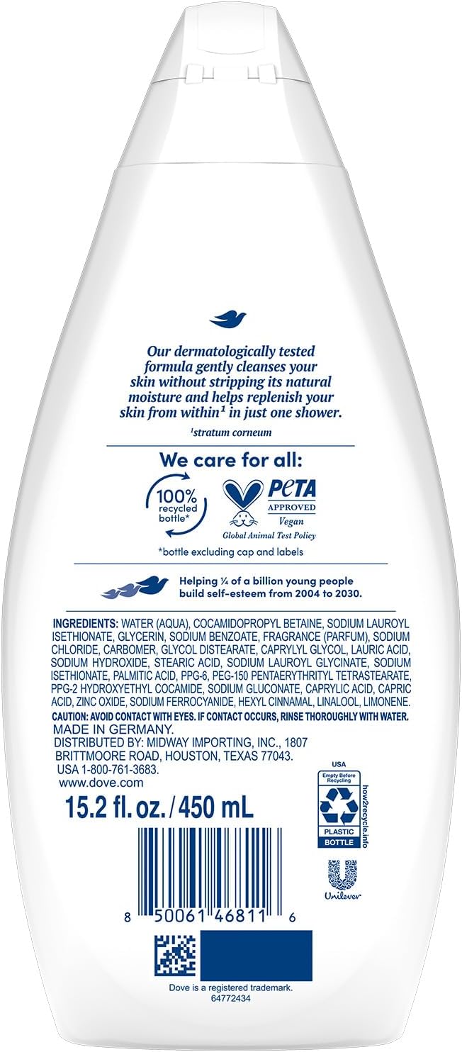 Dove Uniliver Body Wash 33.8Oz W/Pump Deeply Nourishing Pack