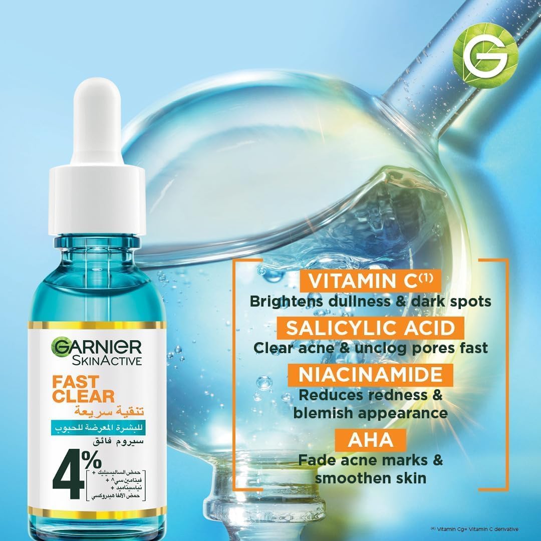 Garnier Skinactive Fast Clear Booster Face Serum, With Salicylic Acid, 30ml