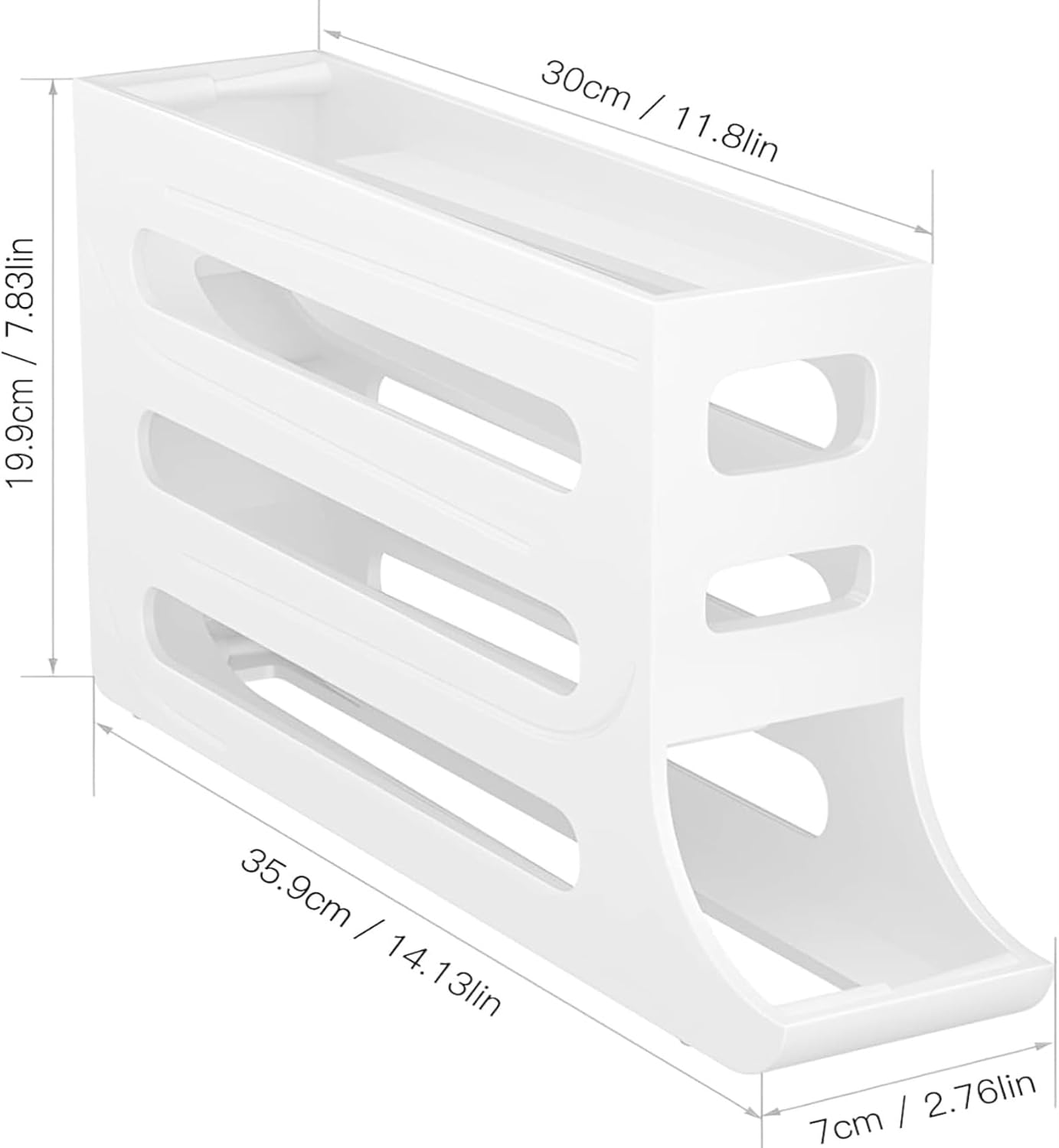 NIOIPXA Space-Saving 4-Tier Egg Holder for Fridge - Auto Rolling Egg Dispenser and Organizer for Refrigerator,Storage 30 Egg (1-Pack,Clear)