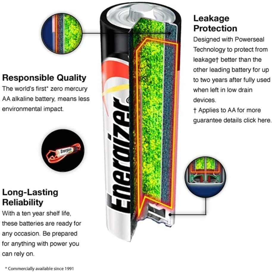 Energizer AA Batteries, Alkaline Power Batteries, 24 Pack
