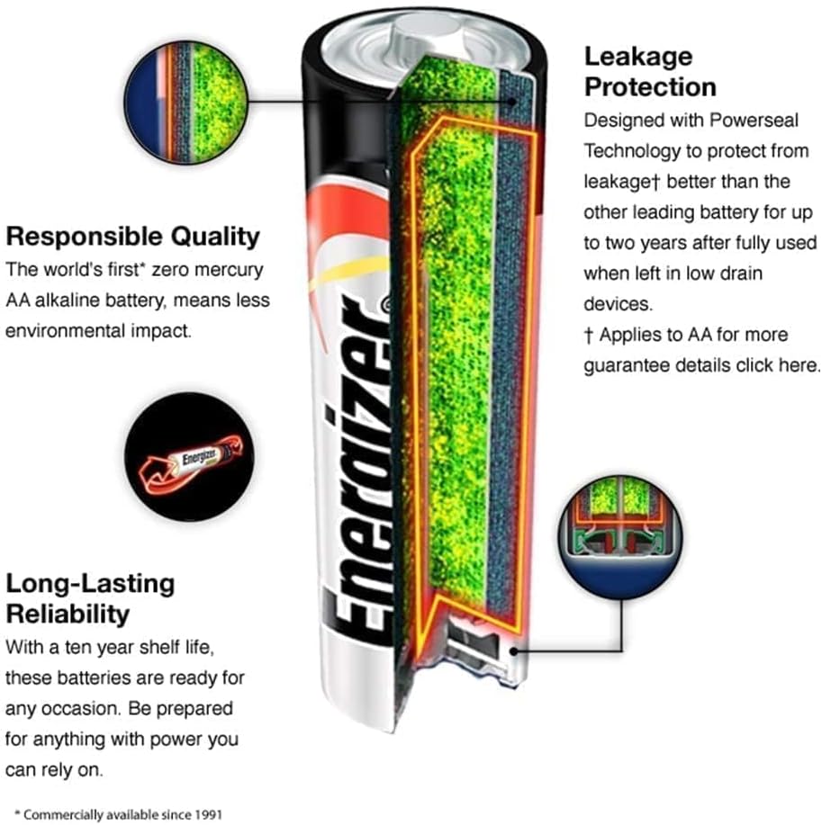 Energizer AA Batteries, Alkaline Power Batteries, 24 Pack