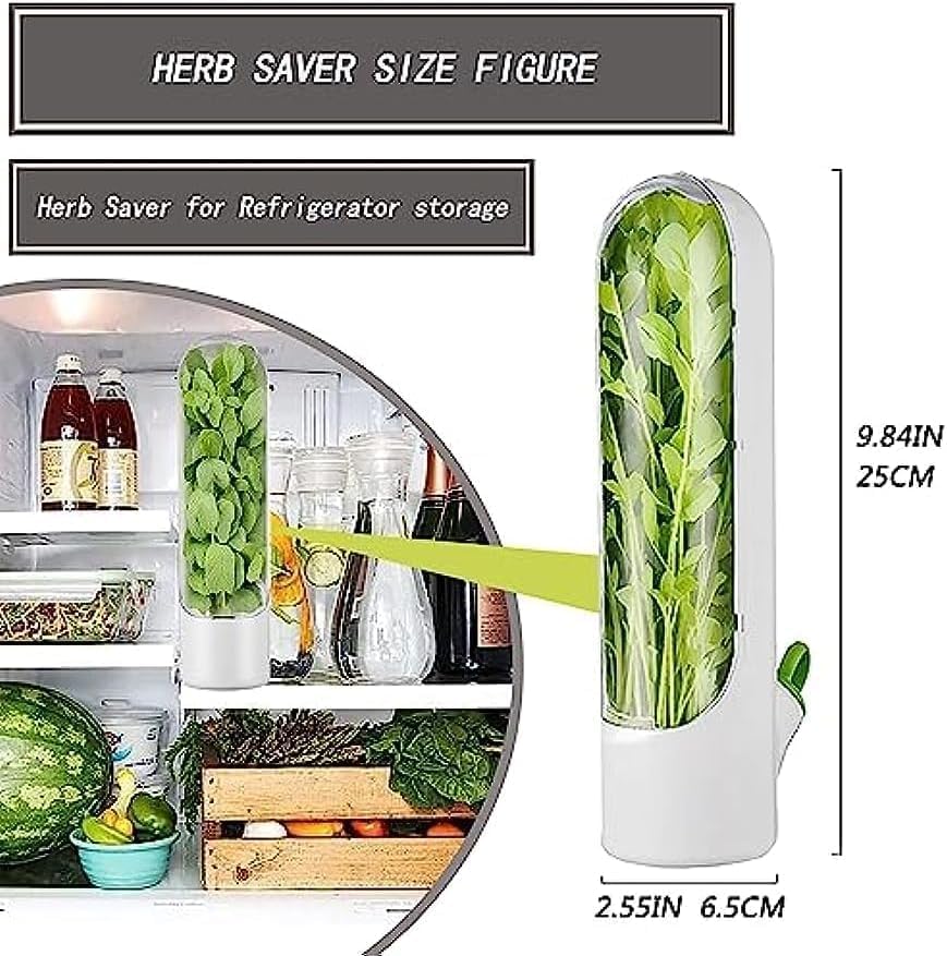 Premify 2 Pcs Herb Saver, Herbs Keeper for Refrigerator, Cilantro Storage Containers, Fridge Organizers and Storage, Herb Saver Pod Keep Fresh & Green Vegetables, Mint, Parsley, Asparagus