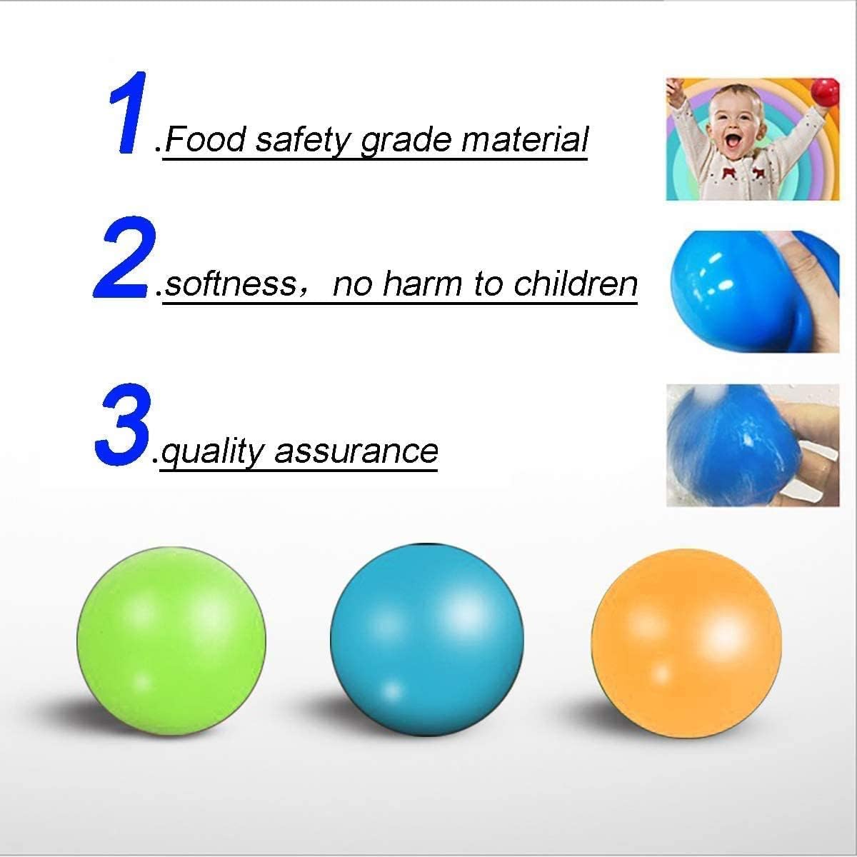 Luminous Sticky Balls, 4Pcs Stress Relief Glowing Balls, Ceiling Balls Glow in The Dark, Stress Balls for Kids and Adults, Sticky Balls, to The Wall and Roof, Party Favors, Party Supplies for Relax
