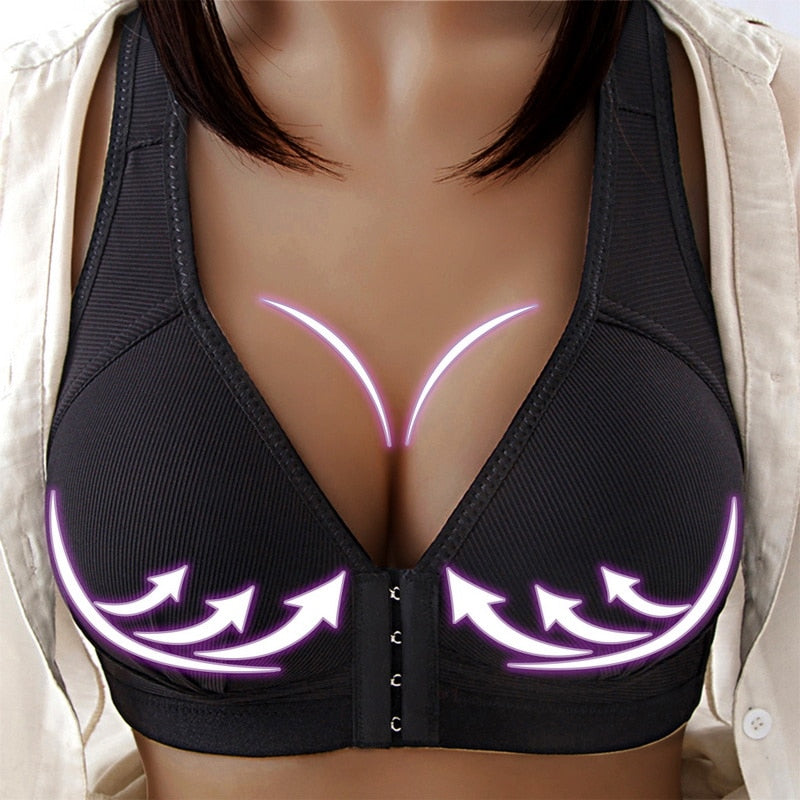 Sexy Push Up Bra Front Closure Solid Color Brassiere Wireless Bralette Breast Seamless Bras For Women Underwear Plus Size