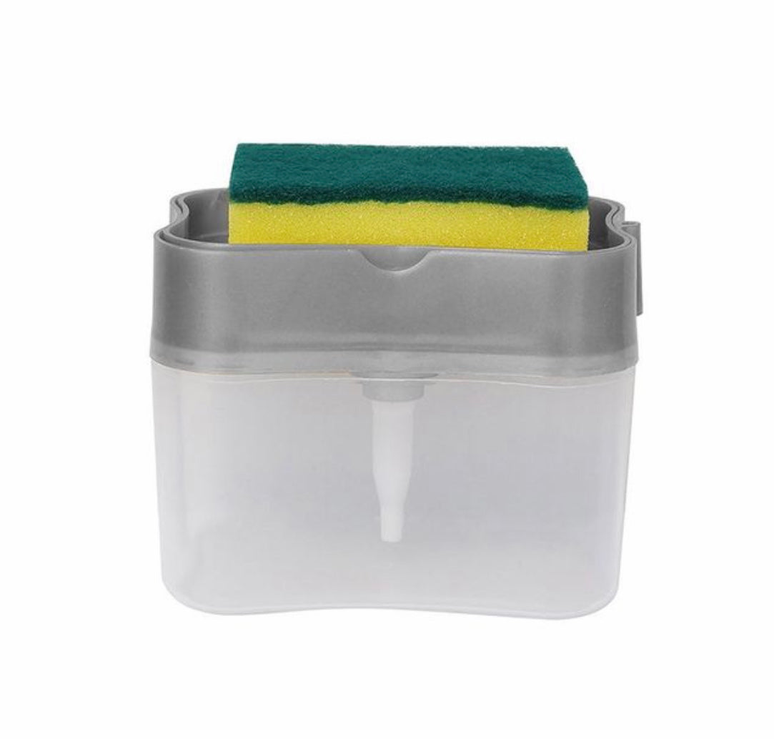 Dishwashing Sponge Soap Dispenser Grey 9.1x10.2x14cm