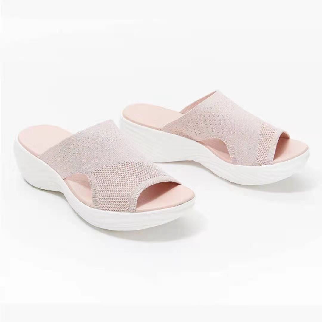 Summer new oversized slippers for women, fish mouth mesh breathable women's external wear slippers