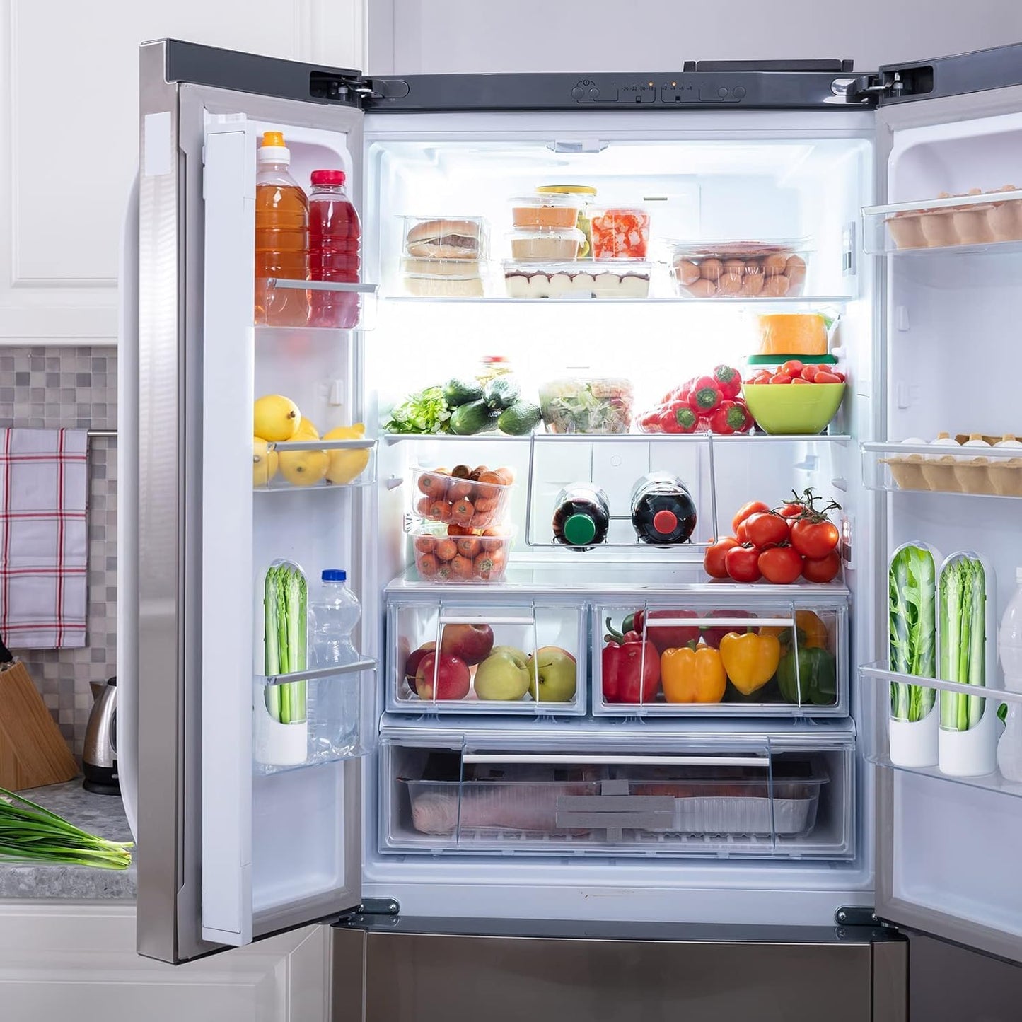 Premify 2 Pcs Herb Saver, Herbs Keeper for Refrigerator, Cilantro Storage Containers, Fridge Organizers and Storage, Herb Saver Pod Keep Fresh & Green Vegetables, Mint, Parsley, Asparagus