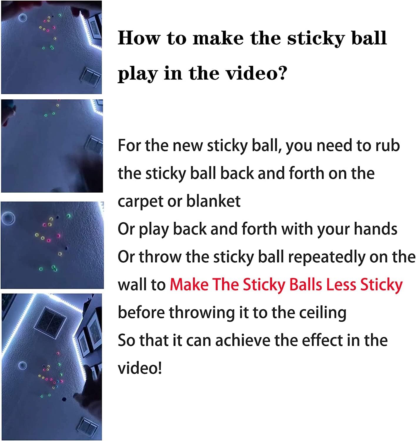 Luminous Sticky Balls, 4Pcs Stress Relief Glowing Balls, Ceiling Balls Glow in The Dark, Stress Balls for Kids and Adults, Sticky Balls, to The Wall and Roof, Party Favors, Party Supplies for Relax