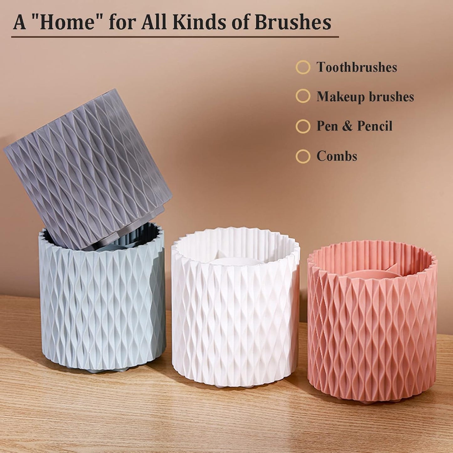 Rotatable Makeup Brush Organiser Cup Makeup Container Storage White