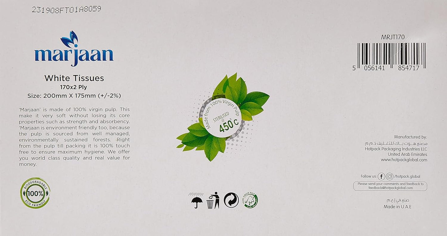 Marjan Facial Tissue 170 Sheets 2 Ply, 4+1 Box Offer Pack