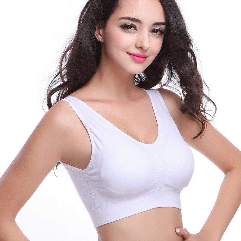 Women's Traceless Sports Bra, Girl's Steel Ring Free Gathering Adjustment Tank Top, Shockproof, Large Size, Fat mm, Summer Thin Style