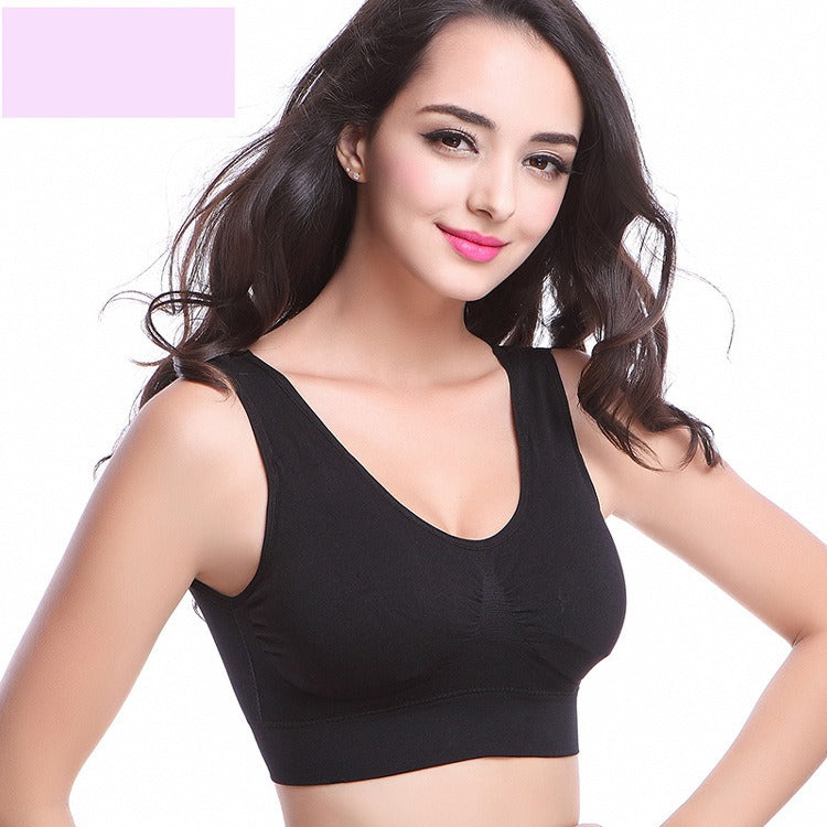 Women's Traceless Sports Bra, Girl's Steel Ring Free Gathering Adjustment Tank Top, Shockproof, Large Size, Fat mm, Summer Thin Style
