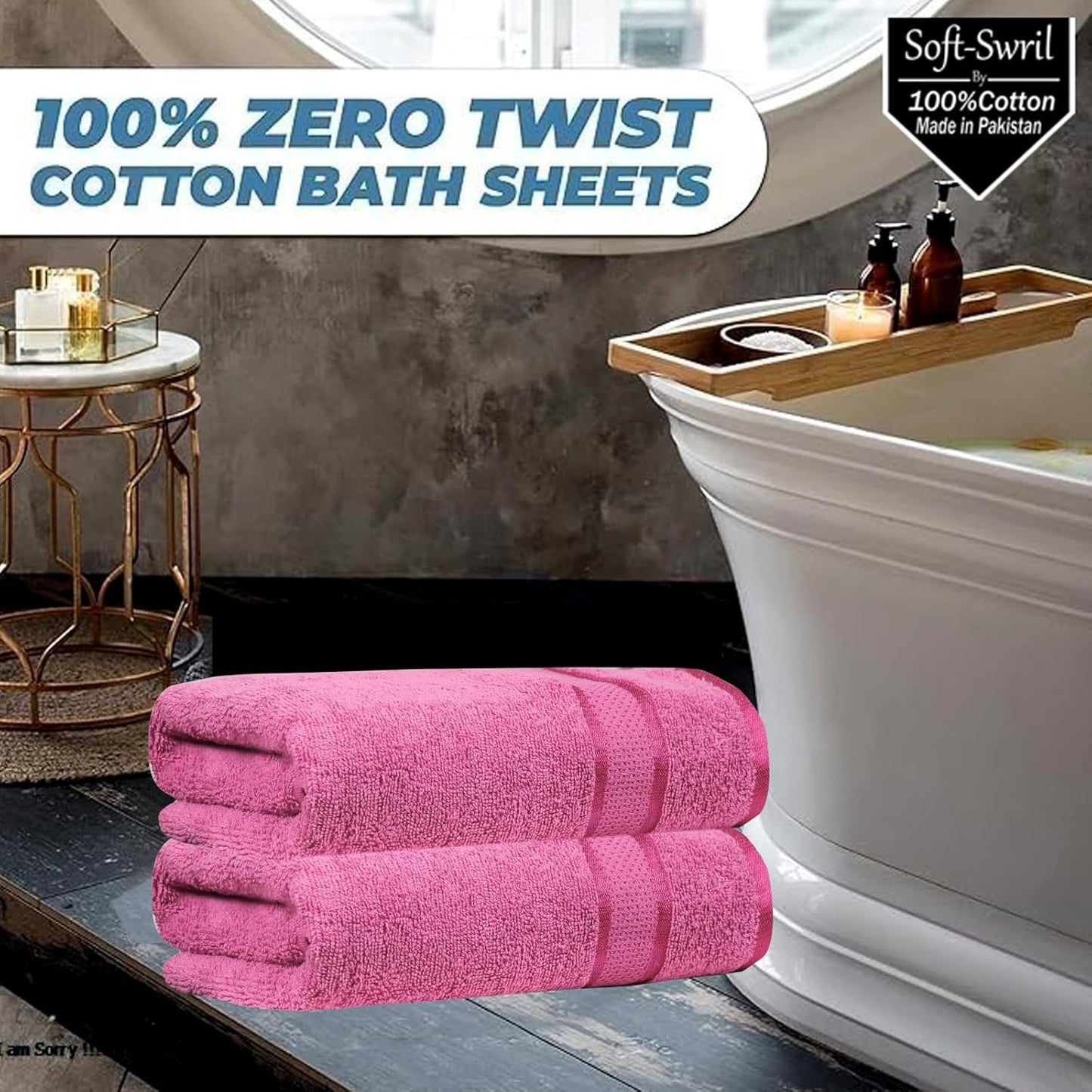 Soft-Swril Premium Sky-Blue Bath Towel 500 GSM 100% Cotton 27x54 Inches Pack of 1,Ultra Super Soft Quick Dry Highly Absorbent - Soft Hotel Quality for Bath and Spa