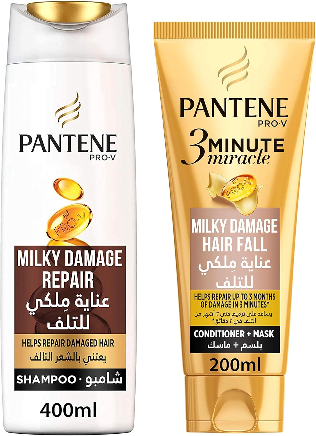 Pantene Pro-V Milky Damage Repair 3 Minute Miracle Conditioner, 200Ml + Shampoo 400 Ml