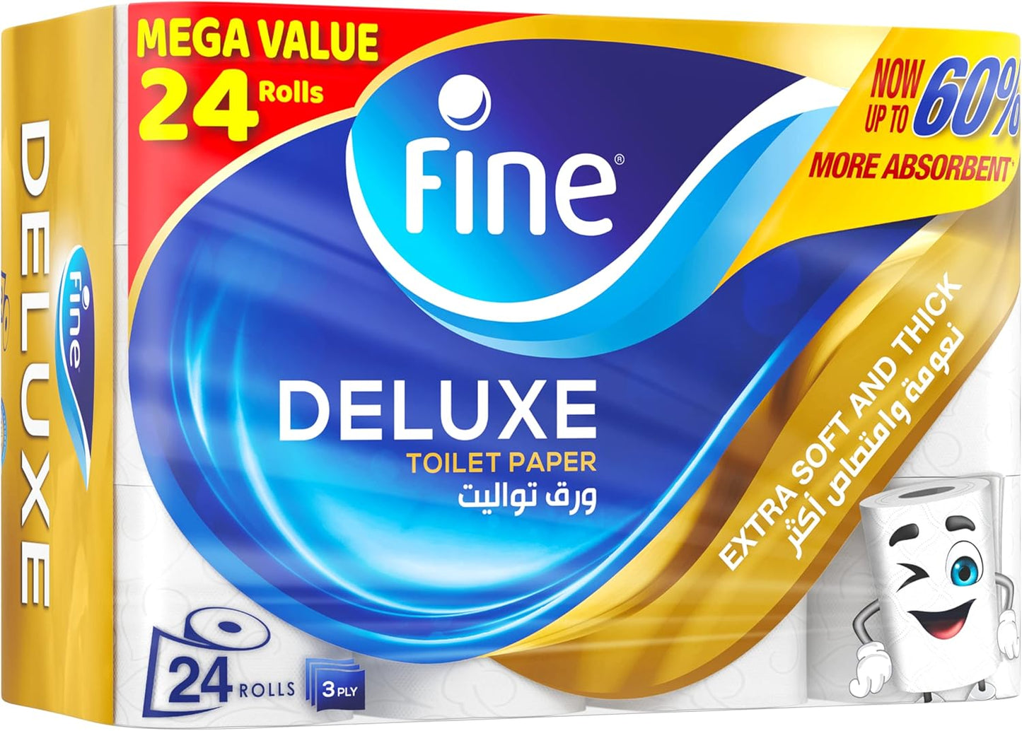 Fine Deluxe Toilet Paper 3 Ply, 24 Rolls