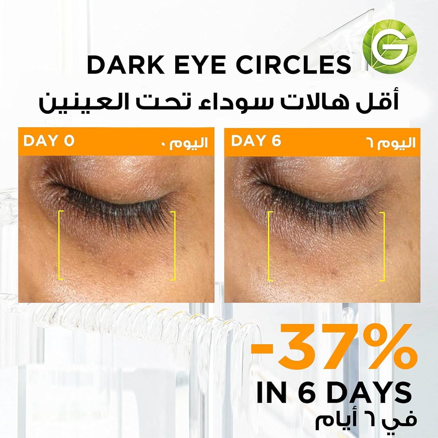 Garnier Fast Bright Vitamin C Brightening Ampoules For Dark Circles, Multipack, Hyperpigmentation Ampoules 3% Vitamin C & Niacinamide (12 X 1.5ml)