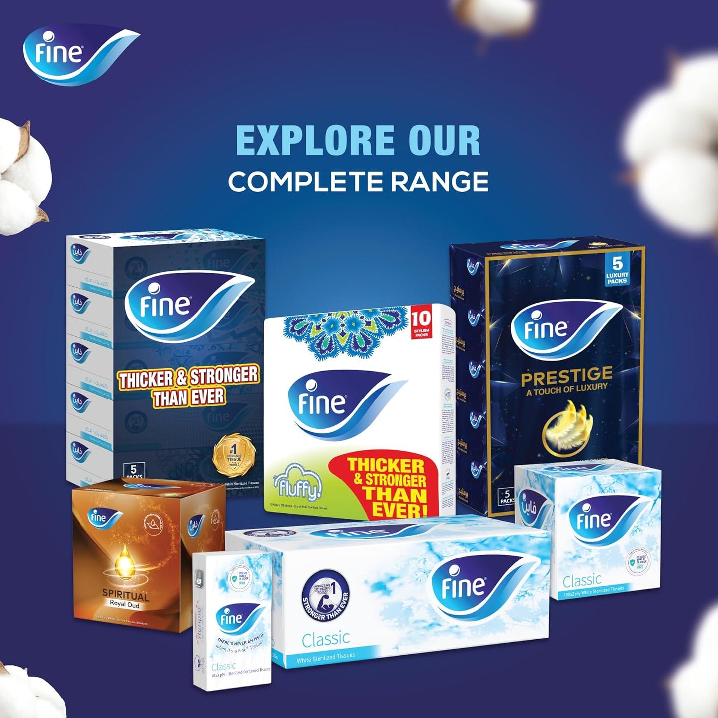 Fine Cubic Facial Tissue, 1 box of 100 sheets x 2 Ply