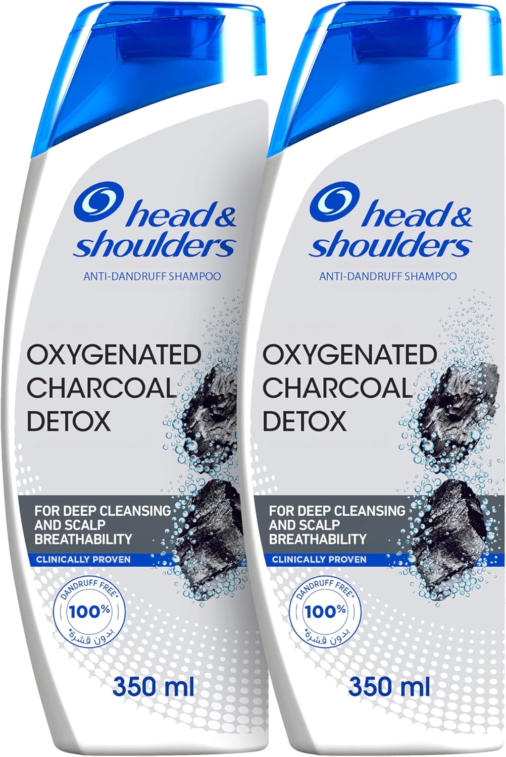 Head & Shoulders Charcoal Detox Anti-Dandruff Shampoo, Clinically Proven Formula with Active Ingredient Piroctone Olamine, 350ml+350ml