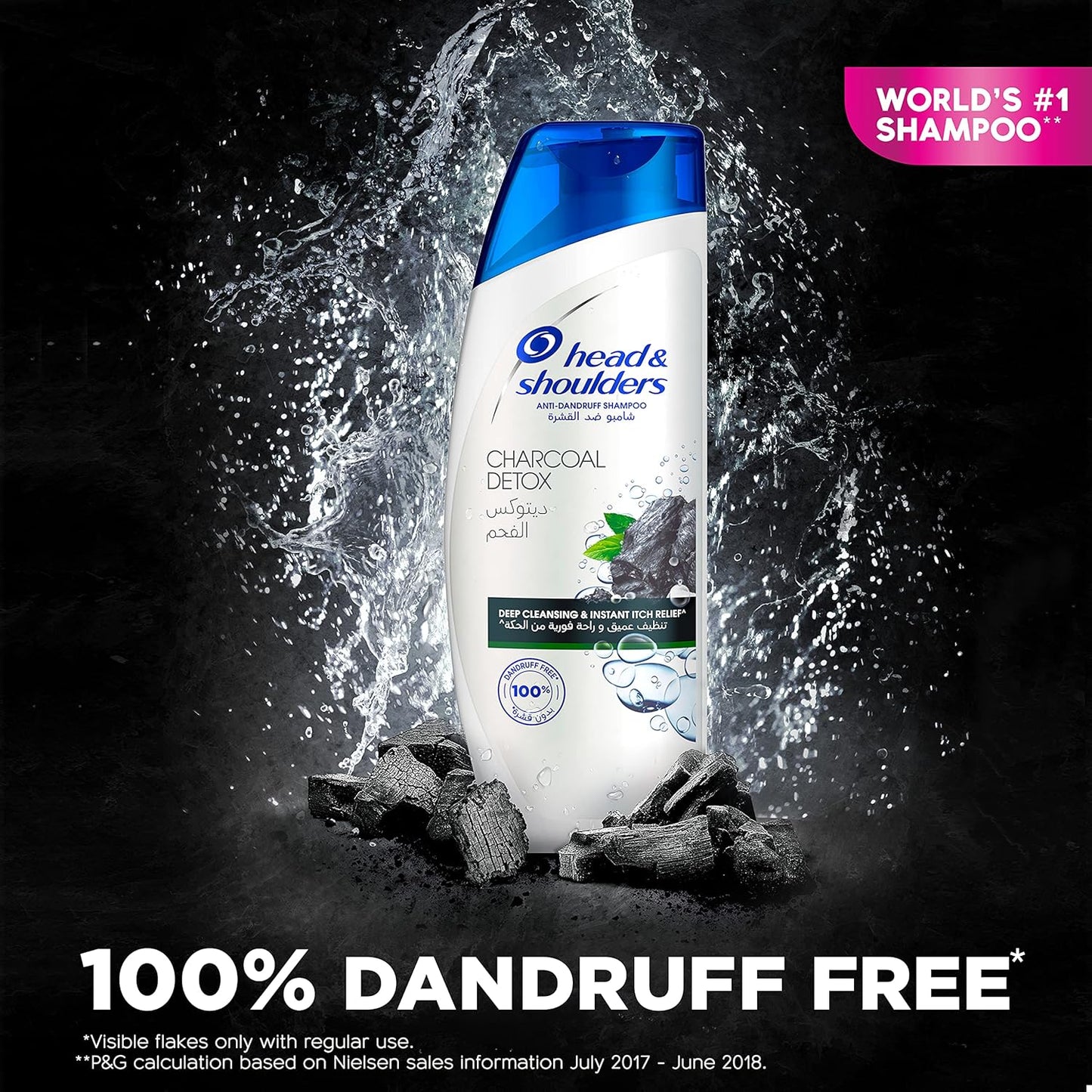 Head & Shoulders Charcoal Detox Anti-Dandruff Shampoo, Clinically Proven Formula with Active Ingredient Piroctone Olamine, 350ml+350ml
