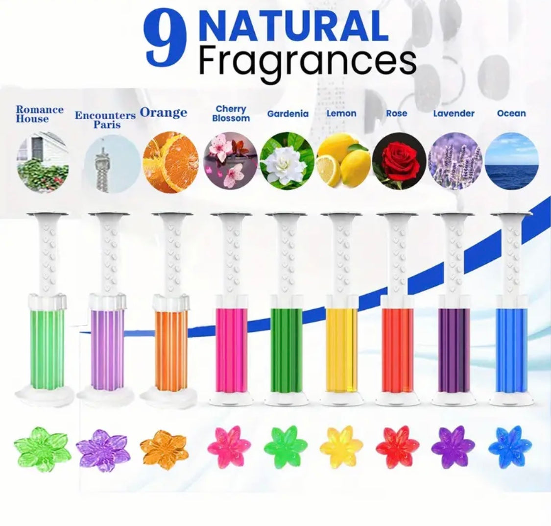 9pcs Toilet Gel, Toilet Bowl Gel Stamp 9 Kinds Of Scent Toilet Cleaner Gel Stamp Kit Air Freshener Flower Fragrance Bathroom Deodorizer Bowl