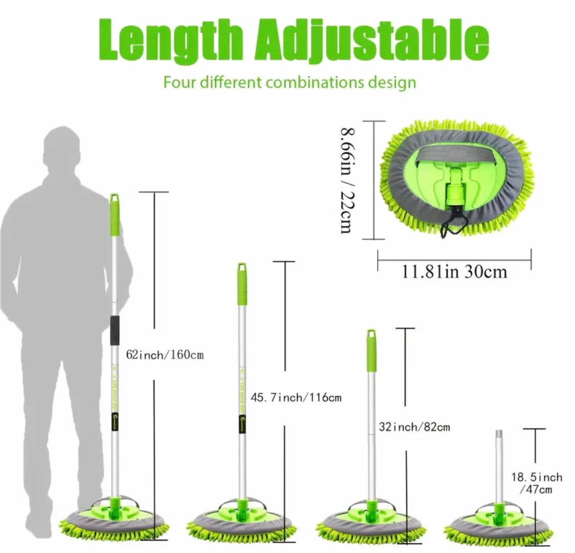 157.48cm Car Wash Brush Kit With Long Handle, Scratch Free Mop Cleaning Mitt Suitable For Washing Cars Truck