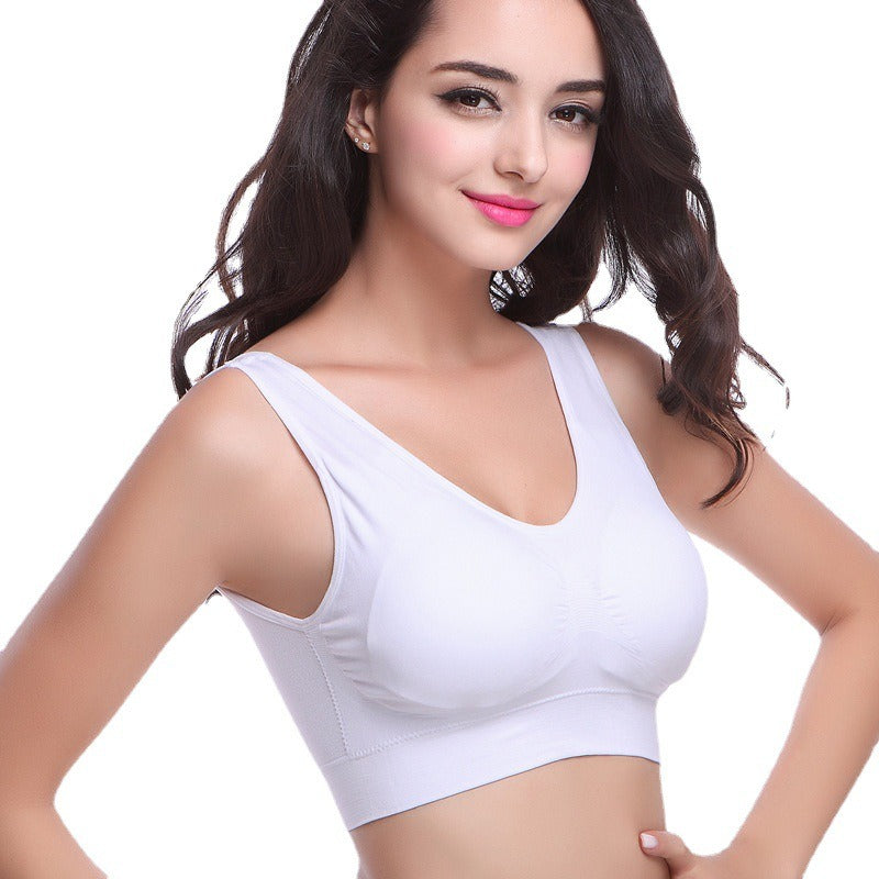 Women's Traceless Sports Bra, Girl's Steel Ring Free Gathering Adjustment Tank Top, Shockproof, Large Size, Fat mm, Summer Thin Style
