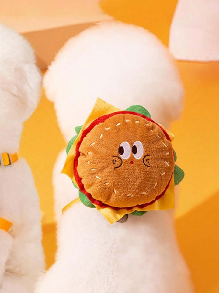 Dog Chest Strap With Leash Set, Cartoon Burger Shaped Backpack Dog Harness With Outdoor Traction Rope.