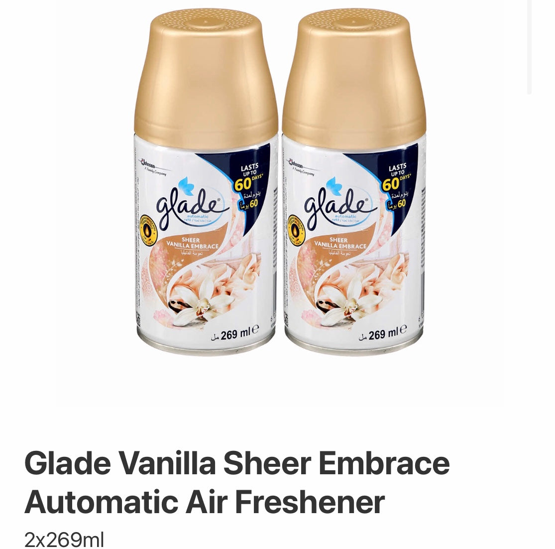 Glade Vanilla sheer Embrace Automatic Air freshener