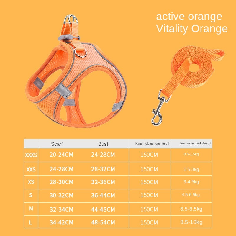 Vest Pet Leash Cat Dog Chest Strap Breathable Reflective Dog Walking Chain