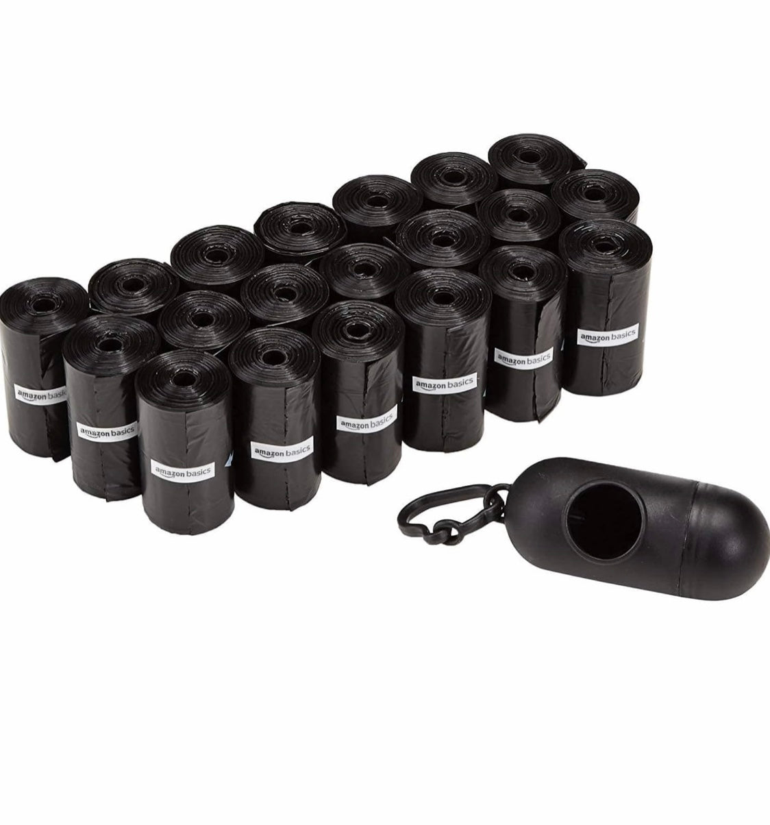 Dog Poop Bags With Dispenser and Leash Clip, Unscented, 20 Pack Black, 33 x 22.8cm